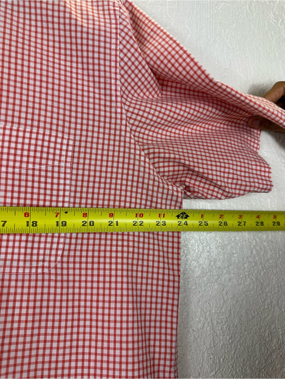 Chaps Men’s Short Sleeve Button Down Shirt Red White Gingham Check Size L - Picture 5 of 10